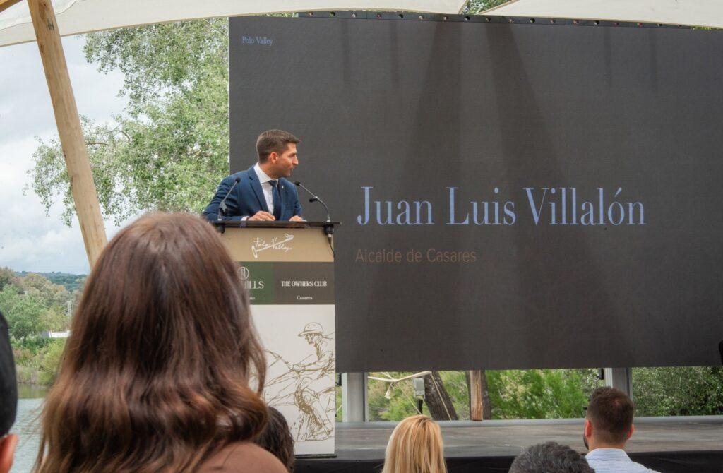 Juan Luis Villalón, Mayor of Casares, delivers a speech at a Sotogrande investment event hosted by Polo Valley and The Hills.